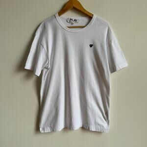 COMME DES GARCONS Play Shirt Mens XL White Black Heart Logo Japan Tee T-Shirt